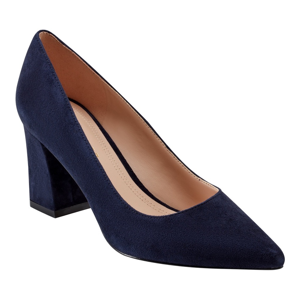 Marc Fisher Navy Suede Block Heel Pumps